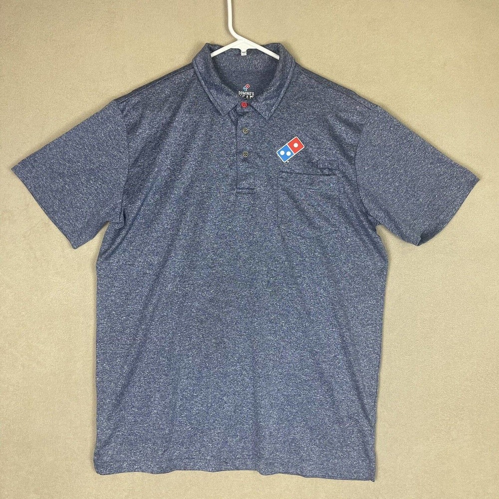 Dominos Gear Mens‎ M Polo Shirt Chest Pocket Logo Gray Heathered